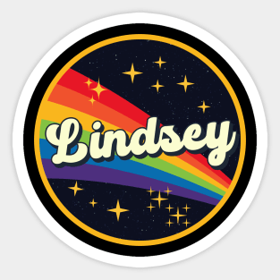 Lindsey // Rainbow In Space Vintage Style Sticker